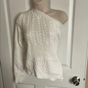White Off The Shoulder Sweater